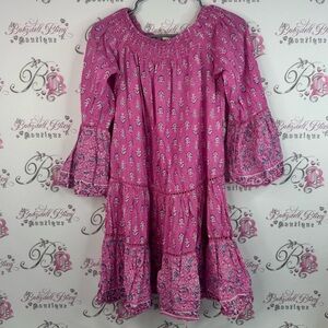 Sumitra dress ruffle tiered paisley sparkly silver Charming Pink Patterned Dress